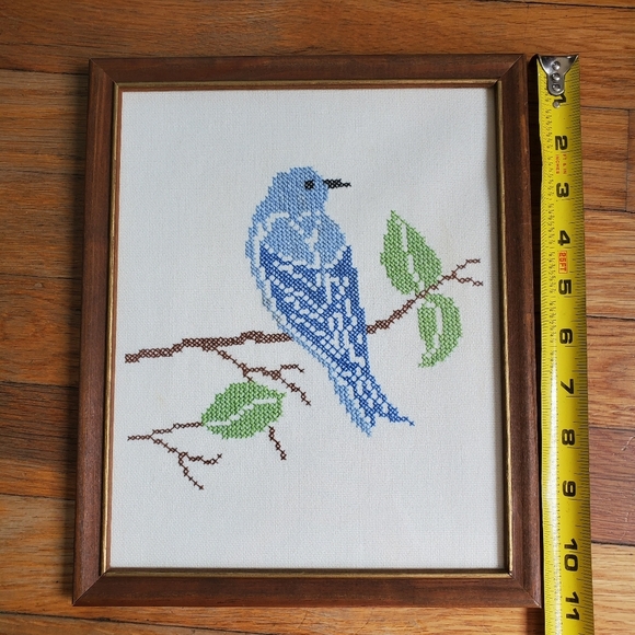 framed‎ bluebird cross stitch wall decor - Picture 2 of 5